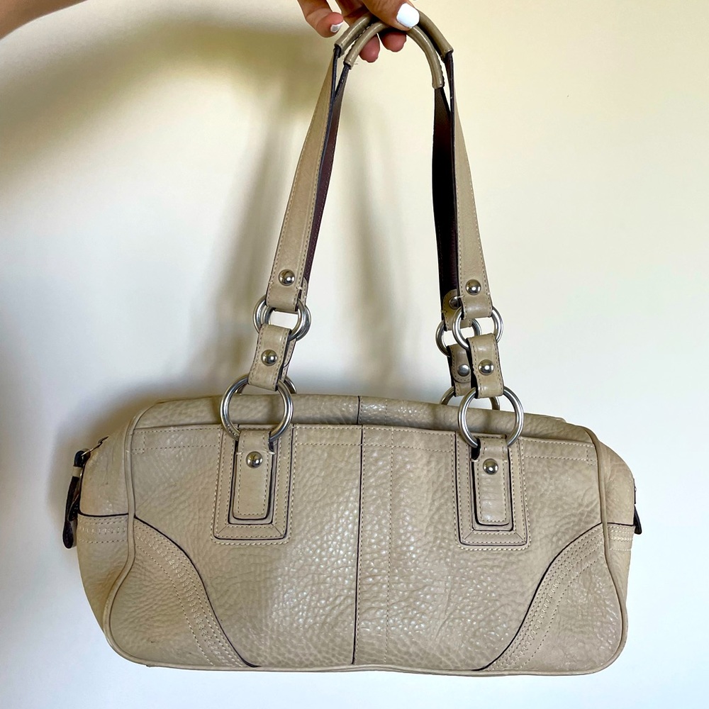 COACH 10725 Hamilton Beige Pebbles Leather Purse Handbag , Good Condition
